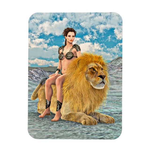 Lejon Drottning Fantasy Magnet (Vertikal)