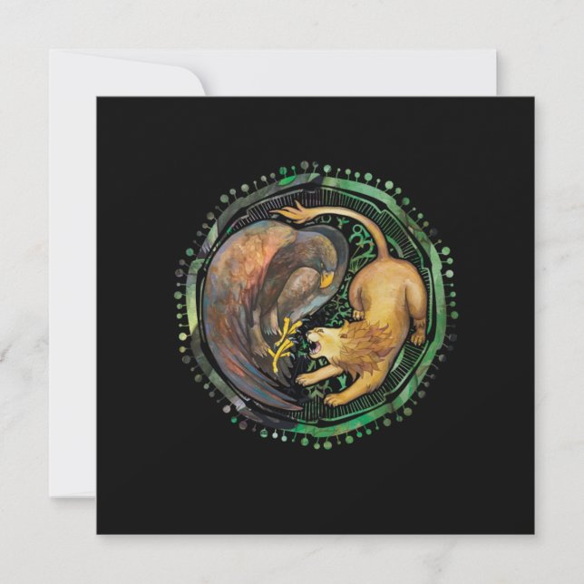 Lejon Eagle Yin Yang China Harmony Meditation Gift Inbjudningar (Framsida)