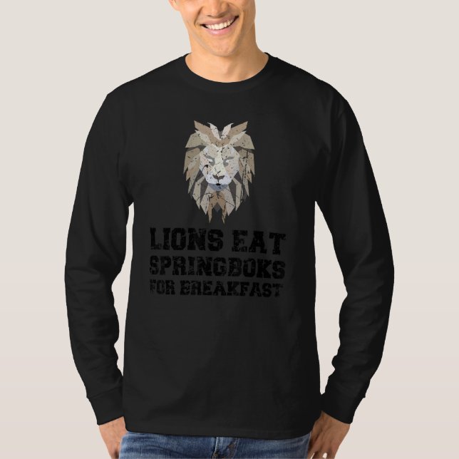 Lejon Eat Springboks for Breakfast British Lejon R T Shirt (Framsida)