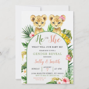 Lejon eller Lioness Gender-inbjudan Inbjudningar