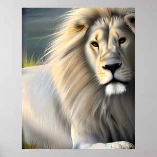 Lejon Etheral Art SI-genererad med vit Majestic Poster