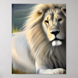 Lejon Etheral Art SI-genererad med vit Majestic Poster