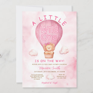 Lejon Ett lite vilt Hot Airballong Baby Shower Inbjudningar