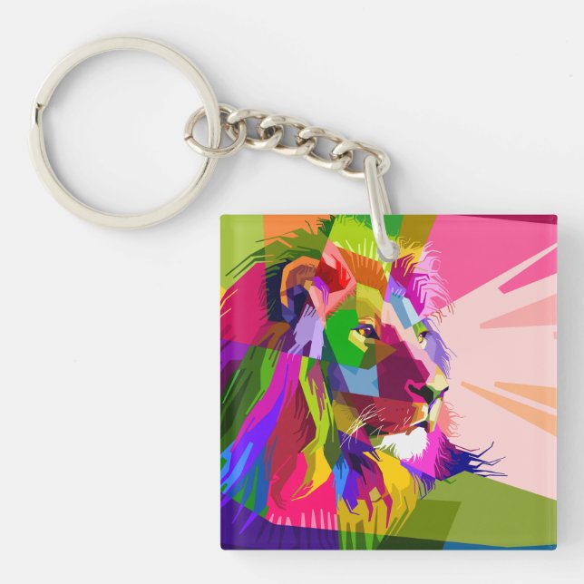Lejon Färgglatt Prismatiskt Pop Art Design (Framsidan)