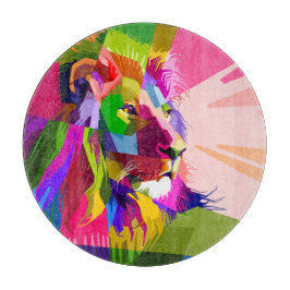 Lejon Färgglatt Prismatiskt Pop Art Design