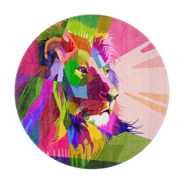 Lejon Färgglatt Prismatiskt Pop Art Design (Framsidan)