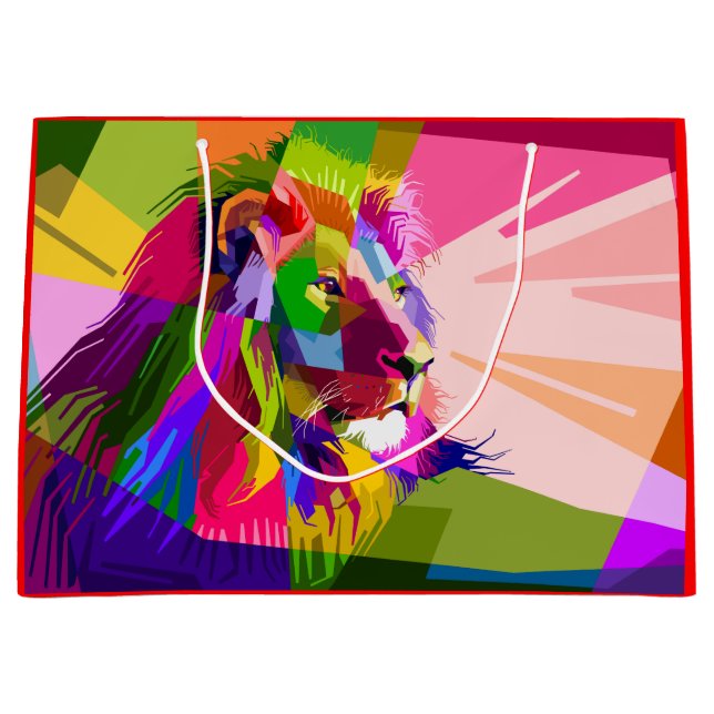 Lejon Färgglatt Prismatiskt Pop Art Design (Framsidan)