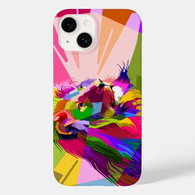 Lejon Färgglatt Prismatiskt Pop Art Design (Baksida)