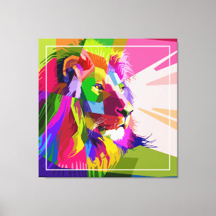 Lejon Färgglatt Prismatiskt Pop Art Design-62501 Canvastryck