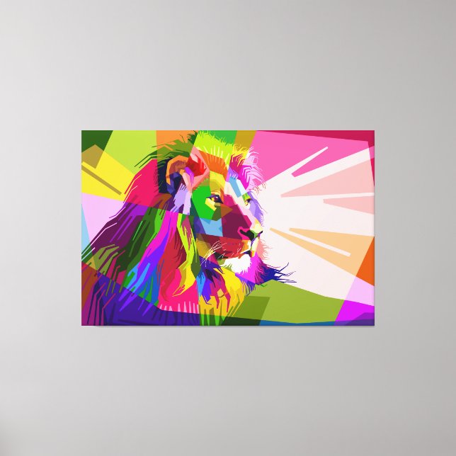 Lejon Färgglatt Prismatiskt Pop Art Design-62501 Canvastryck (Framsida)