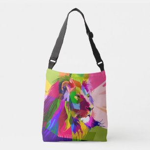 Lejon Färgglatt Prismatiskt Pop Art Design Axelväska