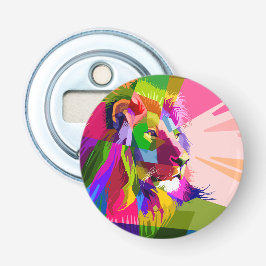 Lejon Färgglatt Prismatiskt Pop Art Design Flasköppnare