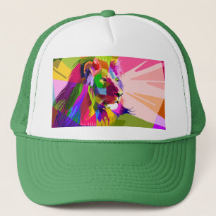 Lejon Färgglatt Prismatiskt Pop Art Design Keps