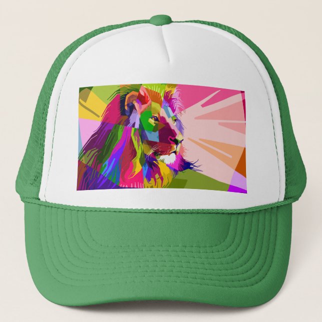 Lejon Färgglatt Prismatiskt Pop Art Design Keps (Framsida)