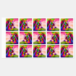 Lejon Färgglatt Prismatiskt Pop Art Design Klistermärke