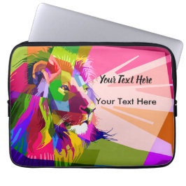 Lejon Färgglatt Prismatiskt Pop Art Design Laptop Fodral