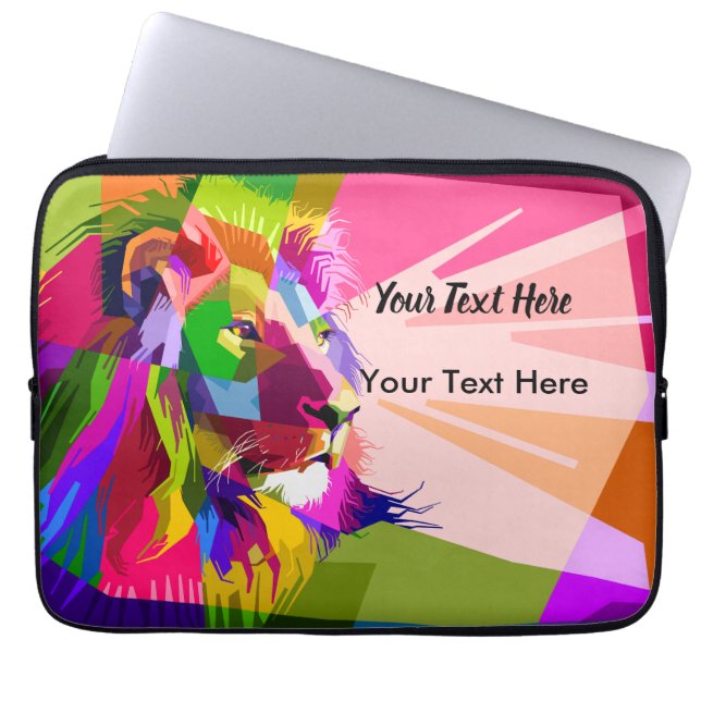 Lejon Färgglatt Prismatiskt Pop Art Design Laptop Fodral (Framsidan)