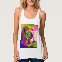 Lejon Färgglatt Prismatiskt Pop Art Design Linne Med Racerback
