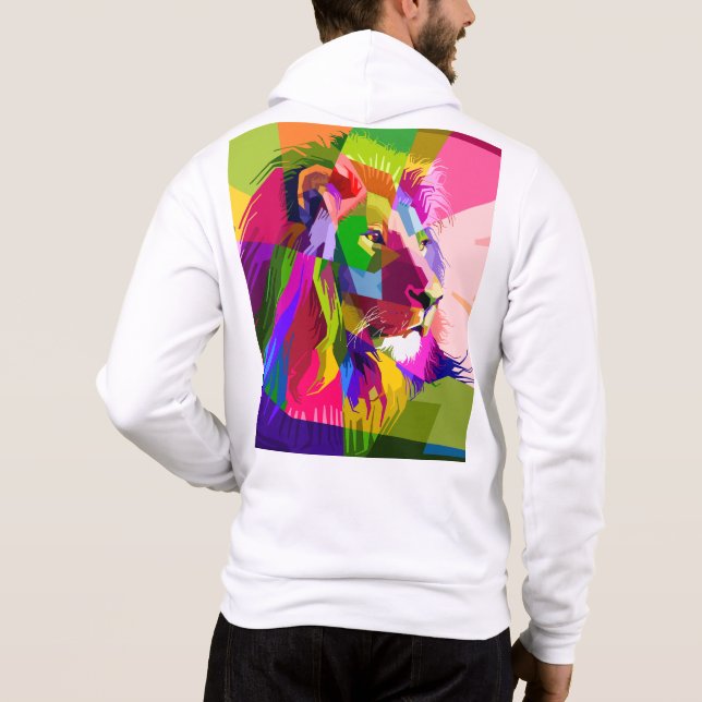 Lejon Färgglatt Prismatiskt Pop Art Design T Shirt (Baksida)