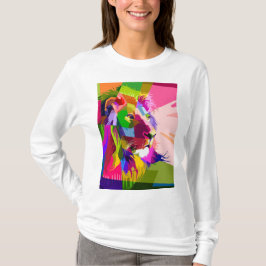 Lejon Färgglatt Prismatiskt Pop Art Design T Shirt