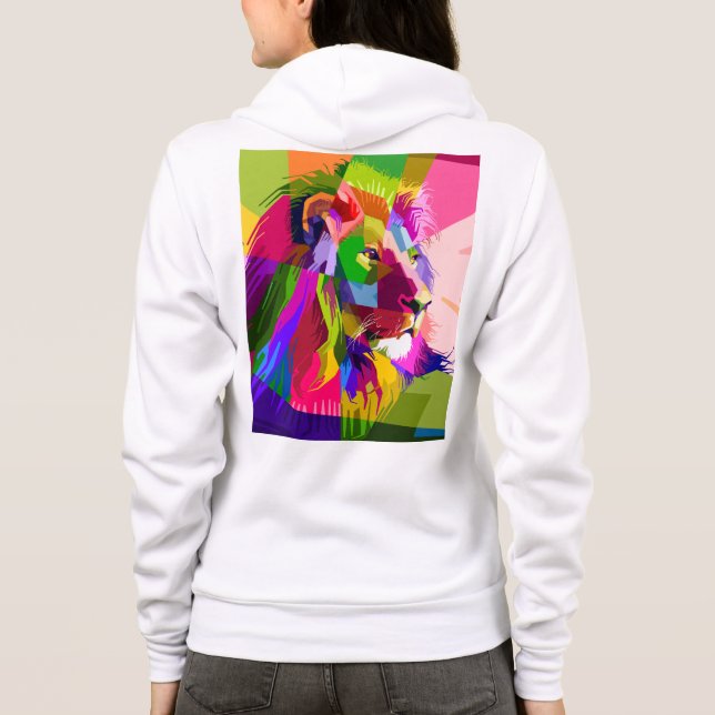 Lejon Färgglatt Prismatiskt Pop Art Design T Shirt (Baksida)