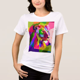 Lejon Färgglatt Prismatiskt Pop Art Design T Shirt