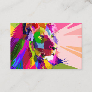 Lejon Färgglatt Prismatiskt Pop Art Design Visitkort