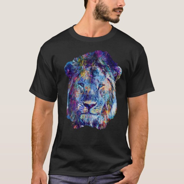 Lejon färglös abstrakt för Lejona Ansikte T Shirt (Framsida)