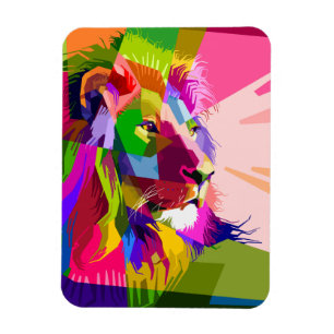 Lejon Färgrik Prismatisk Pop Art Design-62501 Magnet