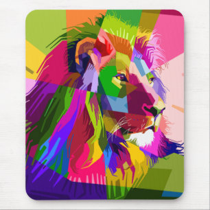 Lejon Färgrik Prismatisk Pop Art Design-62501 Musmatta