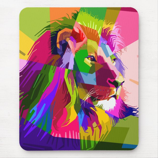 Lejon Färgrik Prismatisk Pop Art Design-62501 Musmatta (Framsidan)