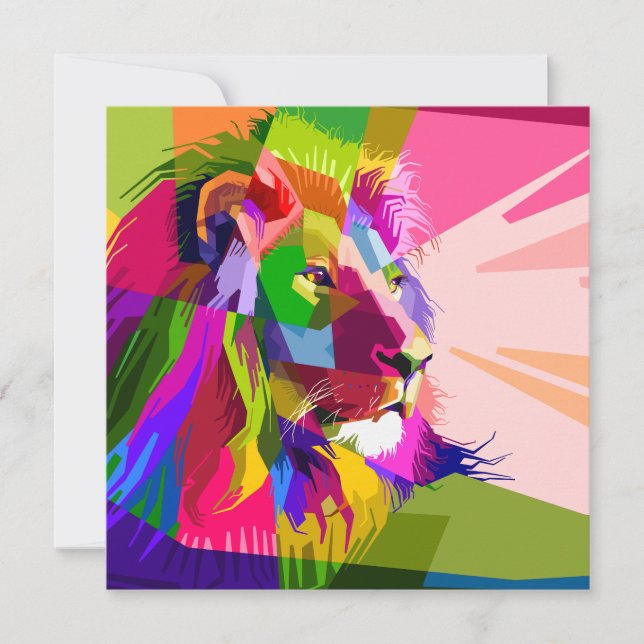 Lejon, färgstark, prismatisk poppdesign-62501 (Framsida)