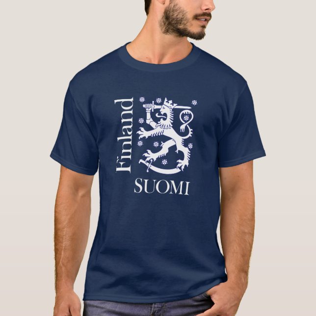 Lejon Finland SUOMI vit Tee Shirt (Framsida)