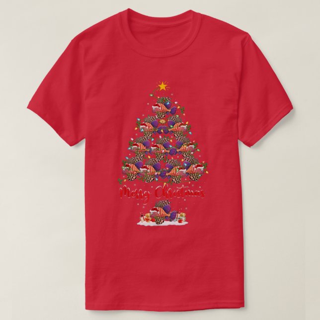 Lejon Fish Älskare Julafton som matchar tomten Lej T Shirt (Design framsida)