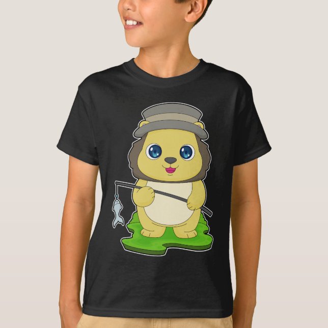 Lejon Fiskare Fisk Fiske T Shirt (Framsida)