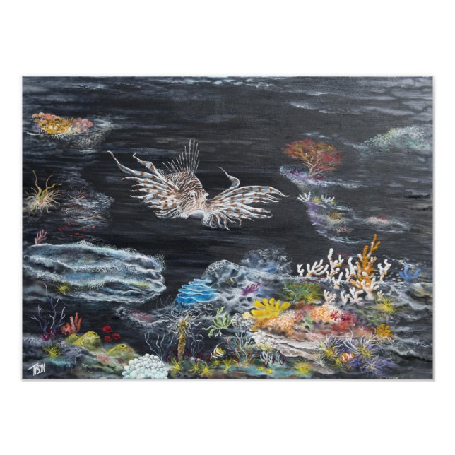 Lejon fisklackering på fototryck (Framsidan)