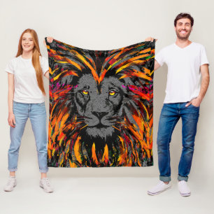 Lejon Fleece Blanket Orange Mörk Lejon chef Ull