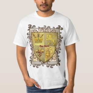 Lejon Fleur De Lis Shield-efternamn T Shirt