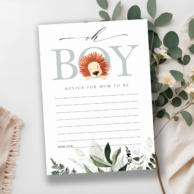 Lejon Foliage Oh Boy Advice for Morsa Baby Shower Tilläggskort (Skapare uppladdad)