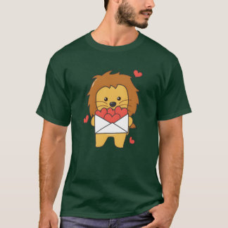 Lejon för Alla Hjärtans Dag söta djur med hjärtan T Shirt