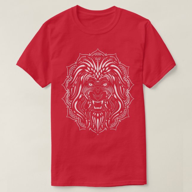 Lejon för Animal Lover African Mandala Zoo T Shirt (Design framsida)