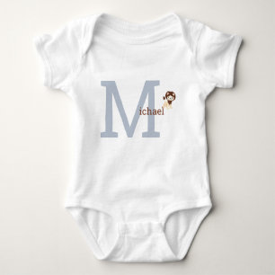 Lejon för Cute Monogram Pojke Bodykostydräkt T Shirt