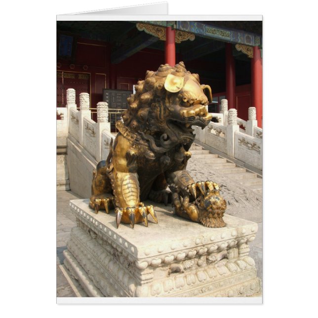 Lejon för förbjuden stadsbronze hälsningskort (Framsidan)