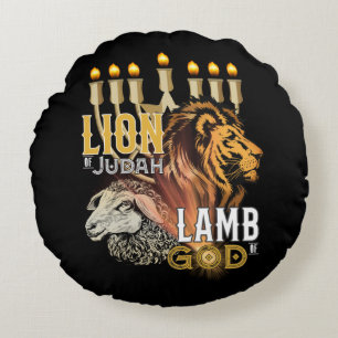 Lejon för Guds jude Lamb Rund Kudde