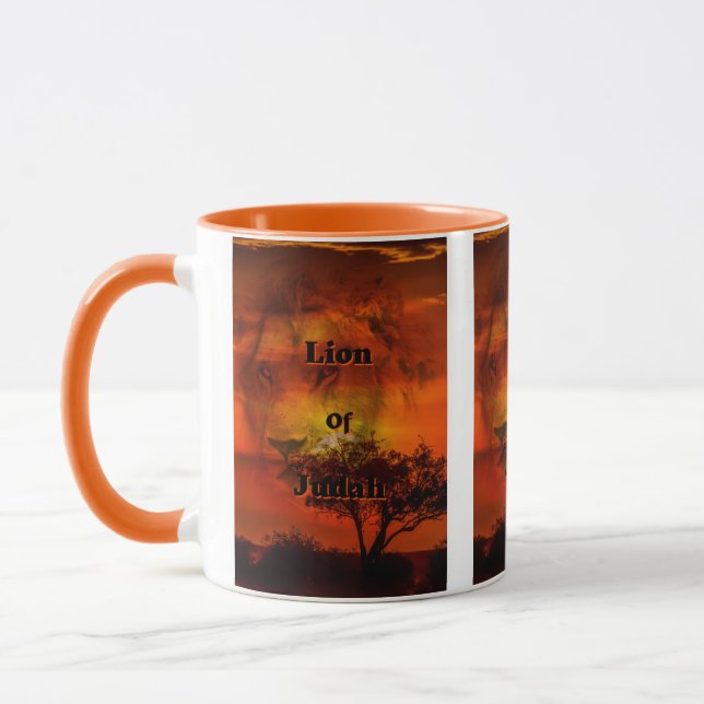 Lejon för juah Bible Quote Two-Tone Mugg (Vänster)