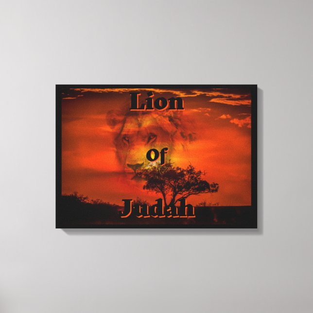 Lejon för Judah Biblical Tribe Canvas Wall Art (Framsida)