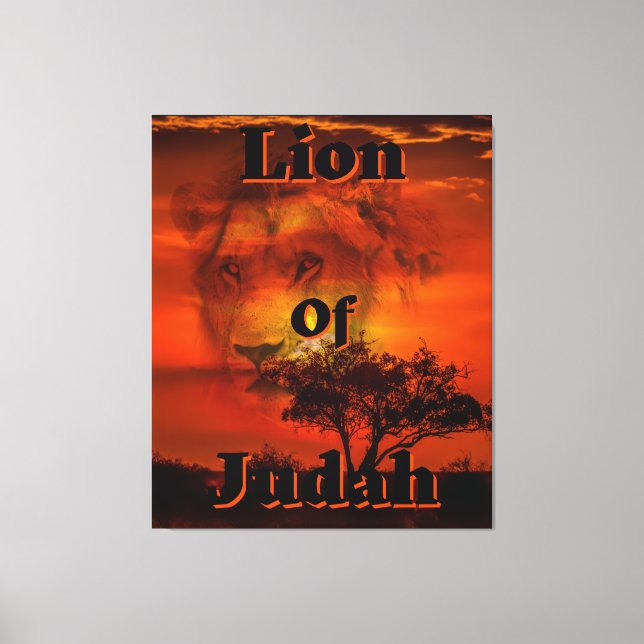 Lejon för Judah Biblical Tribe Canvas Wall Art (Framsida)