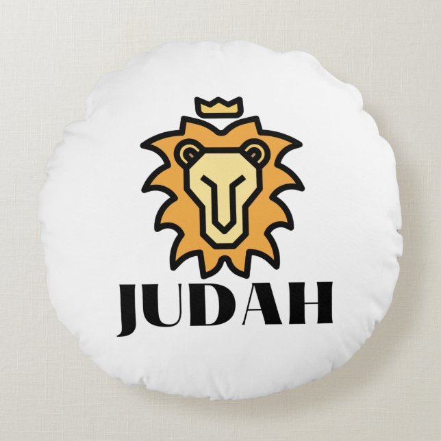 Lejon för Judah Faith-baserad Rund Kudde (Framsidan)