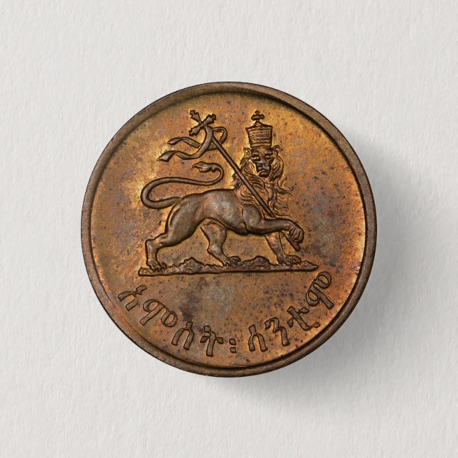 Lejon för Judah Jah Rastafari Reggae Rasta Button Knapp (Framsida)