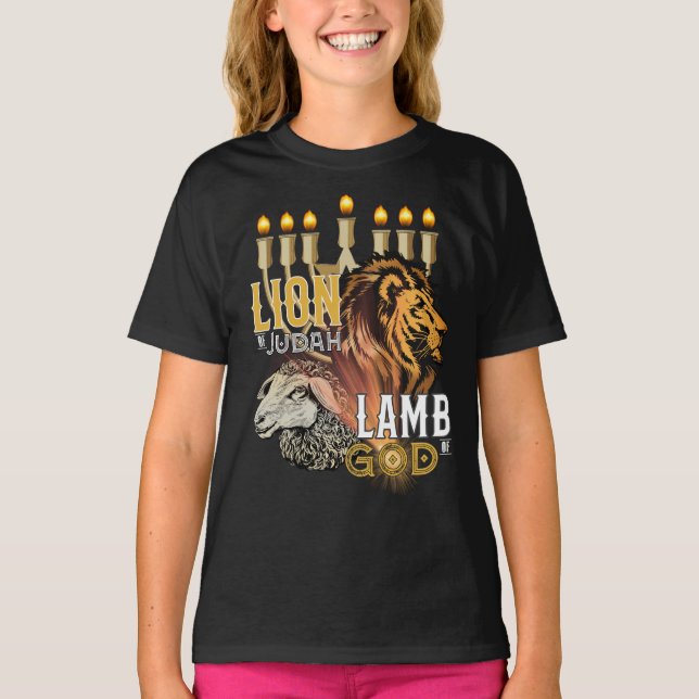 Lejon för Judah Lamb of God Girl's T-Shirt (Framsida)